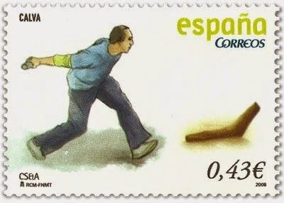 Sello de Correos de 2008 dedicado al juego tradicional de la calva