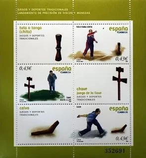 Hoja bloque de Correos de 2008 dedicada al chito, la chave y la calva